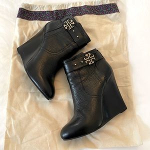 Tory Burch Black Wedge Ankle Boots